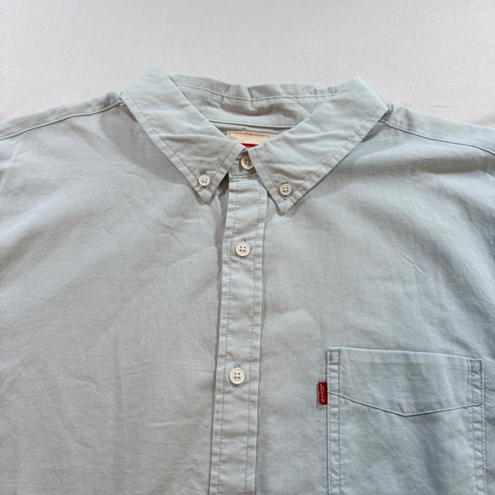 Levi's Short Sleeve Button Down Shirt Mens Large Skyway Blue Cotton Casual Top
